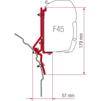 Fiamma F45S Wall (Rack) Brackets for Kit VW T4 Westfalia lift roof 1993-2003